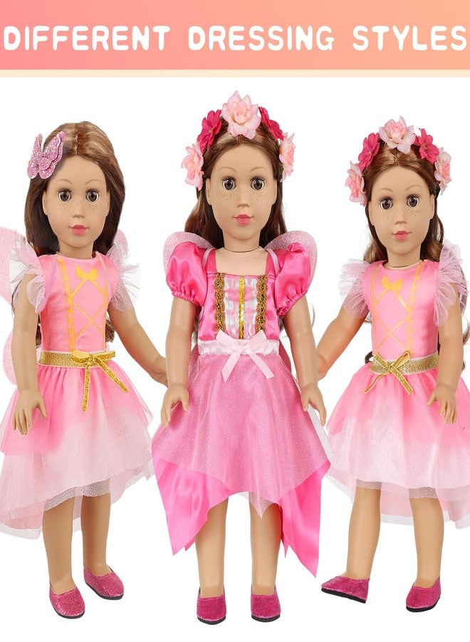 DONTNO American 18 Inch Doll Makeup Accessories and Butterfly Fairy Theme Set,Included 2 Pieces Clothes,Flower Wreath Headwear,Eyelash Brush,Eye Shadow,Bracelet,Butterfly Strap and Hair Clip(NO Doll) - Image 5